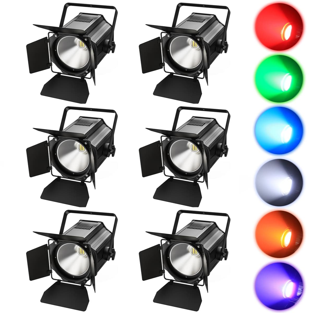 Sparklingtrack Stage Lights 200W LED Par Can, 6 en 1 RGBWA+UV COB, DMX con Barn Doors - Paquete 6 ZQ09013X6US