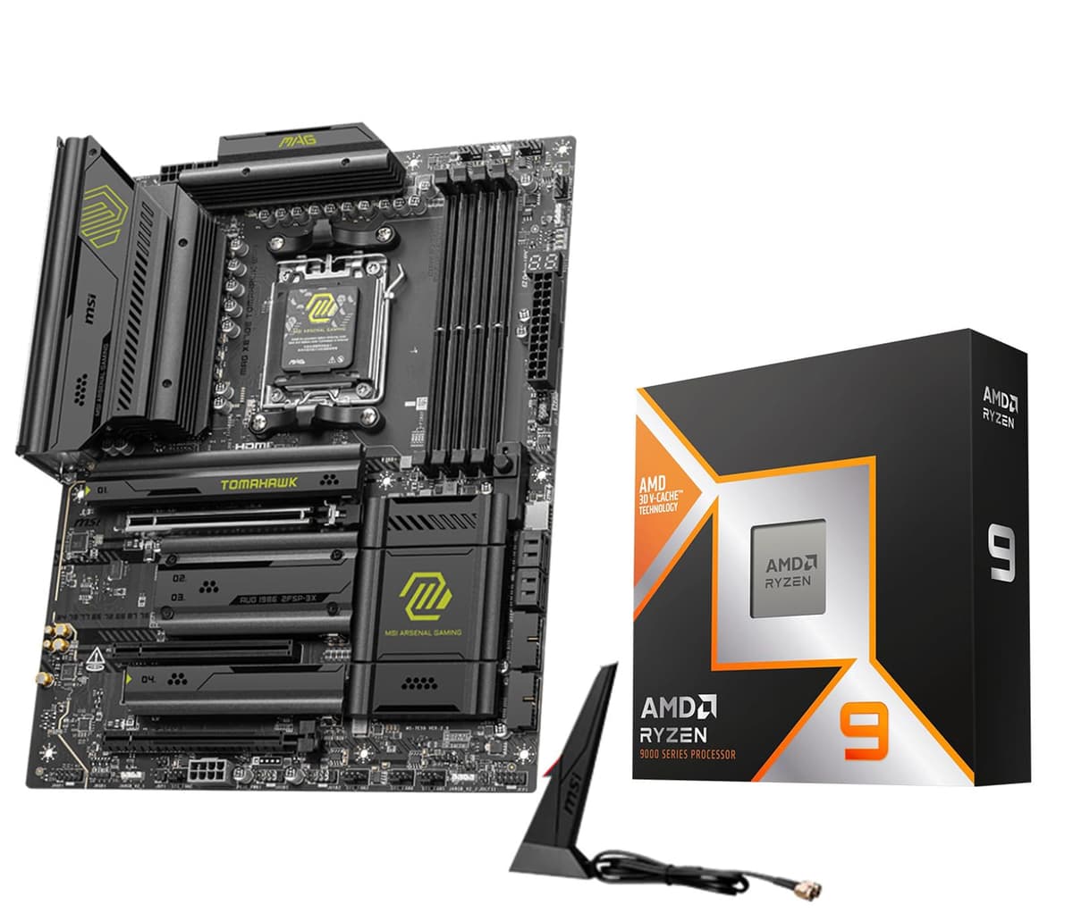 Micro Center Procesador AMD Ryzen 9 9900X3D con Placa Madre MSI MAG X870E Tomahawk WiFi ATX (DDR5, PCIe 5.0, M.2 Gen5, Wi-Fi 7, LAN 5G) 9900X3DMAGX870ETOMWF