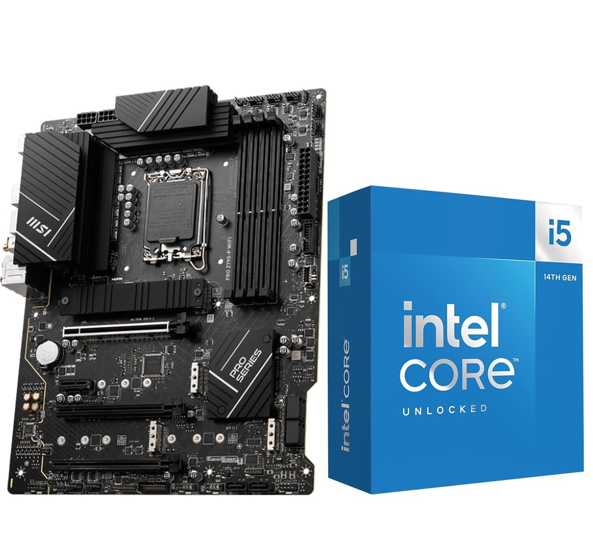 Inland por Micro Center Combo CPU y Placa Madre - Procesador de Escritorio Desbloqueado Core i5-14600K 14 Núcleos hasta 5.3 GHz con Placa Madre MSI PRO Z790-P WiFi DDR5 ProSeries 14600KPROZ790PWFD5