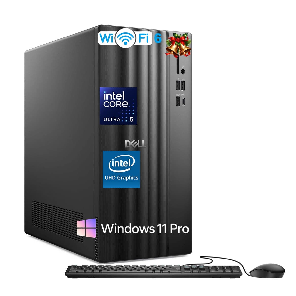 Computadora de Escritorio Dell Slim ECT1250 - Intel Ultra 5-225 de 10 núcleos, 32GB RAM DDR5, SSD PCIe de 1TB, Gráficos Intel UHD, Wi-Fi 6, Windows 11 Pro, Teclado y Mouse con Cable V90FC