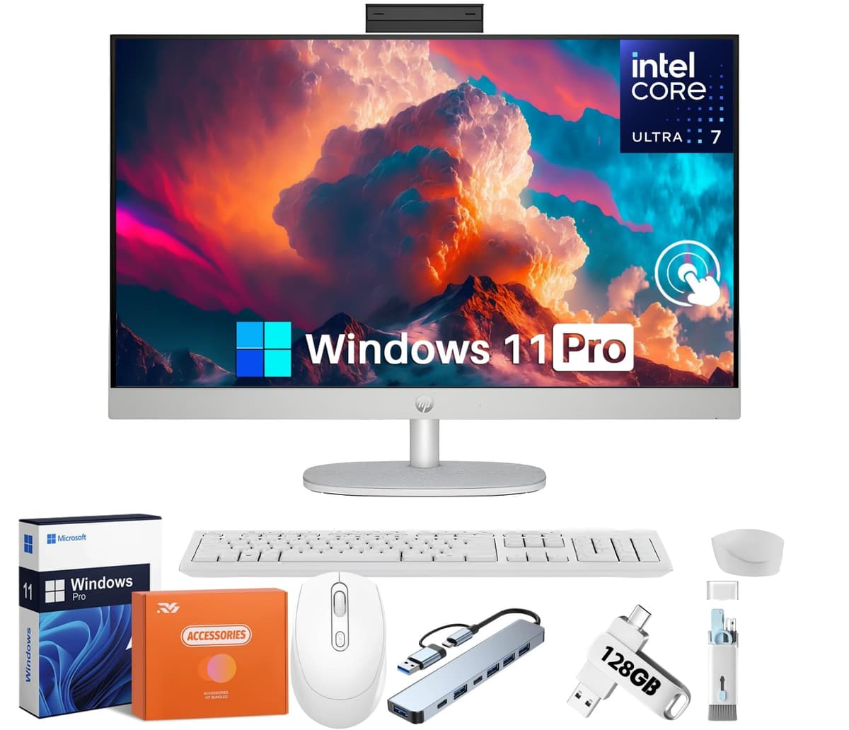 HP 27" All-in-One Touch Intel Ultra 7 64GB DDR5 1TB SSD Windows 11 Pro HP 27 All-In-One Desktop