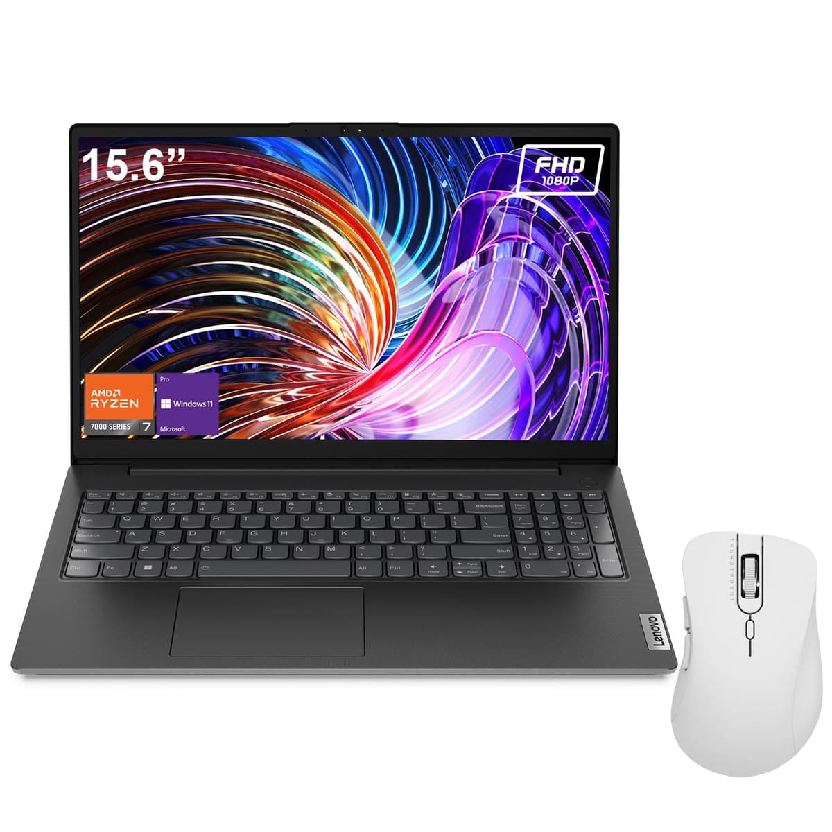 Lenovo V15 15.6" FHD Ryzen 7 7730U, 16GB RAM, 1TB PCIe SSD, Windows 11 Pro, Black (con mouse) 0039AU