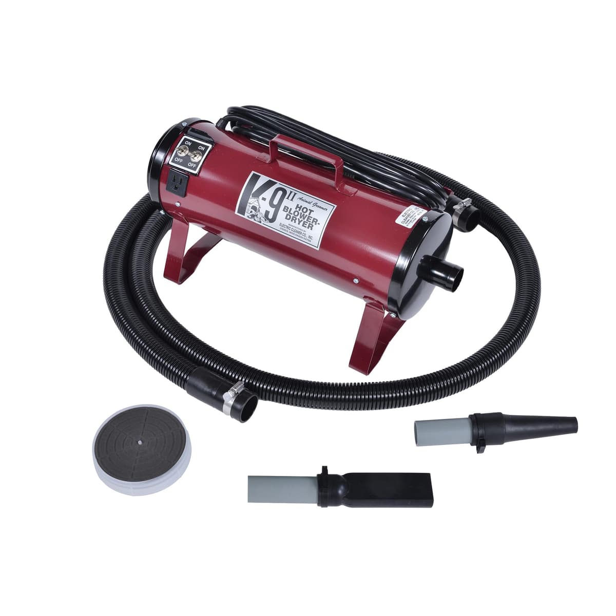 Secador de Perros K9 II de Electric Cleaner Company - Secador de Alta Potencia, 10' Manguera, Deshedding, Burdeos
