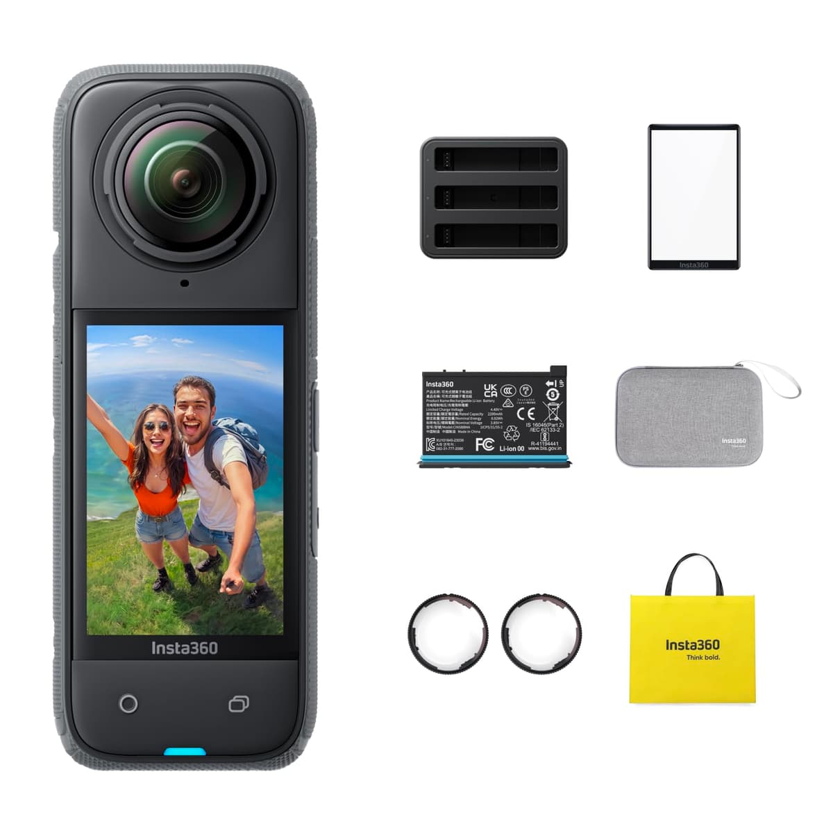 Insta360 X4 Action Bundle - Cámara 360 8K, 4K ancho, estabilización FlowState, pantalla Gorilla Glass CINSABMA-AC