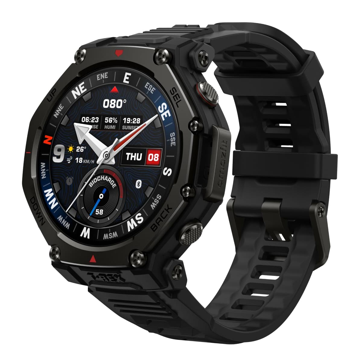Amazfit T-Rex 3 Pro Reloj Inteligente Outdoor 48 mm Pantalla AMOLED Zafiro, Bisel de Titanio, GPS de Banda Doble, Mapas Offline, 25 Días de Batería, Linterna Integrada, 10 ATM, Más de 180 Modos Deportivos para Android y iPhone, Negro A2444