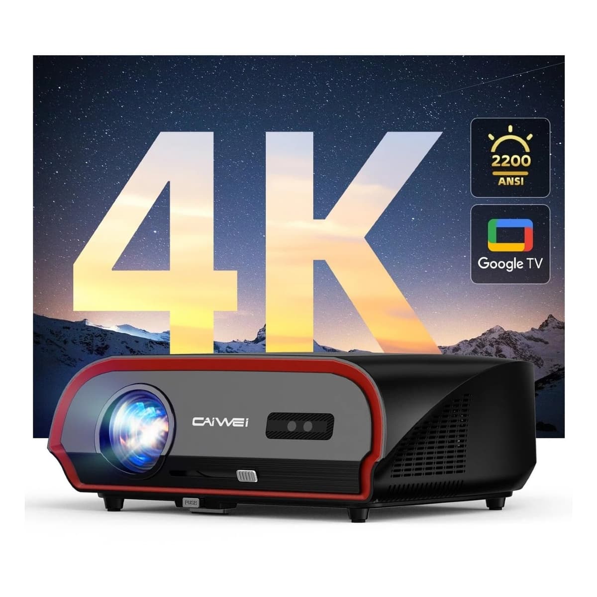 CWEUG Proyector Smart 4K A10R con Google TV, 2200 ANSI, WiFi 6, Bluetooth 5.4, 38W Dolby, NFC