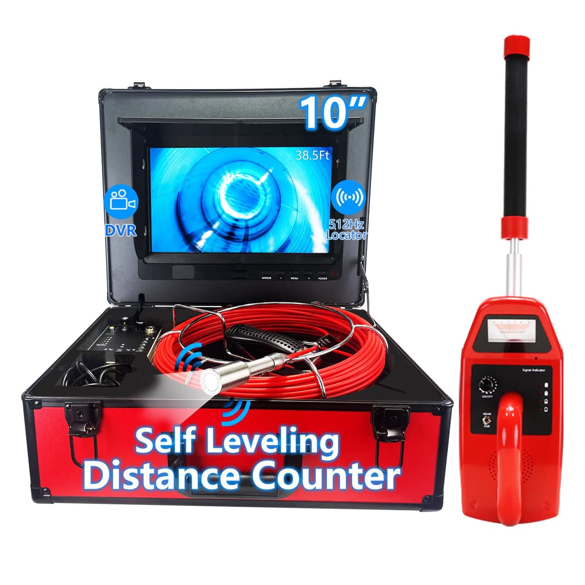 Danculpe Cámara de Inspección de Cañerías con Localizador 10" Autonivelante y DVR (100FT/30M) 10D1-DVR