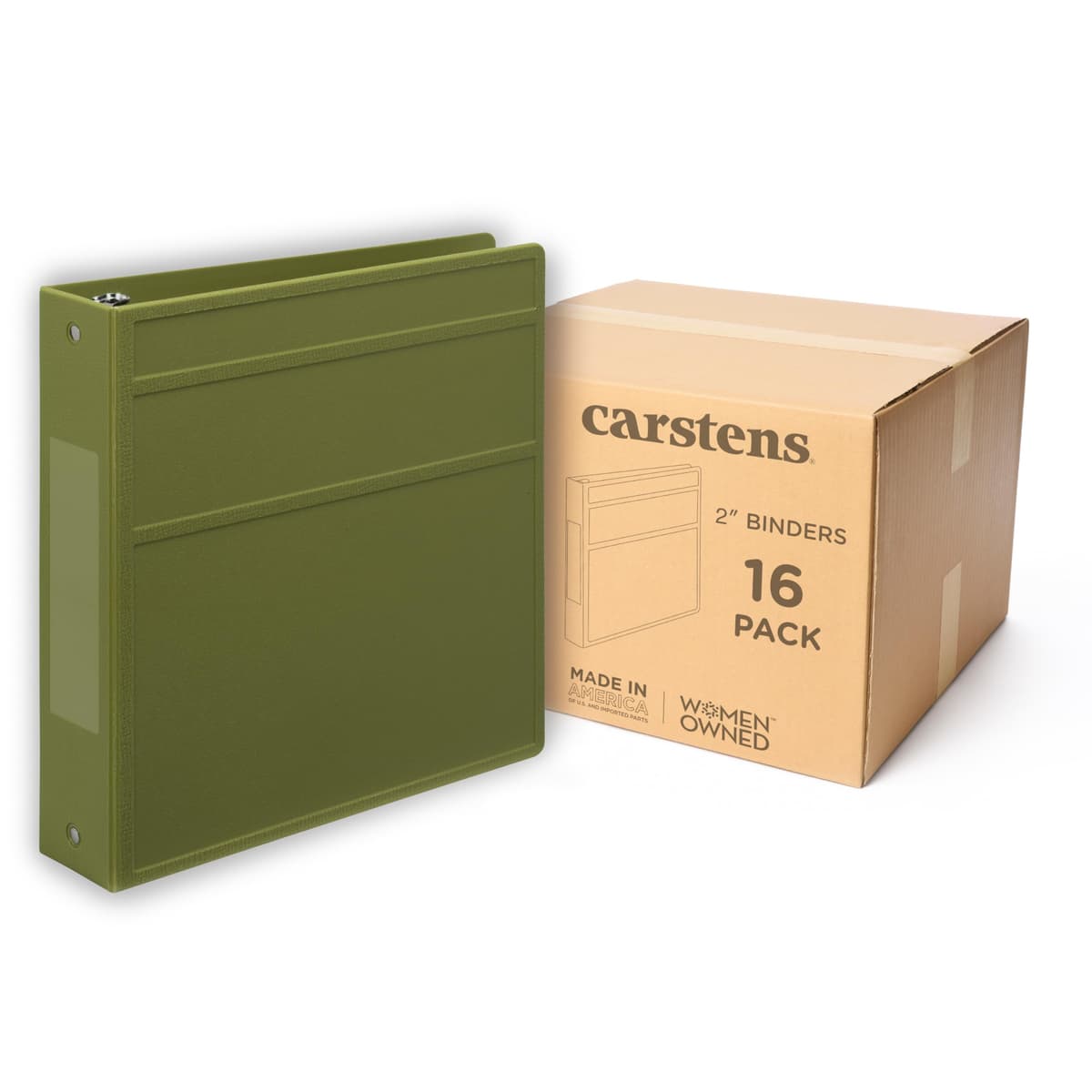 Carstens 2" Heavy Duty 3-Ring Binder Lateral, Sage, 2-inch, Waterproof, Sin Bolsillos, 300 hojas (5826-3R) 5826-3RCS
