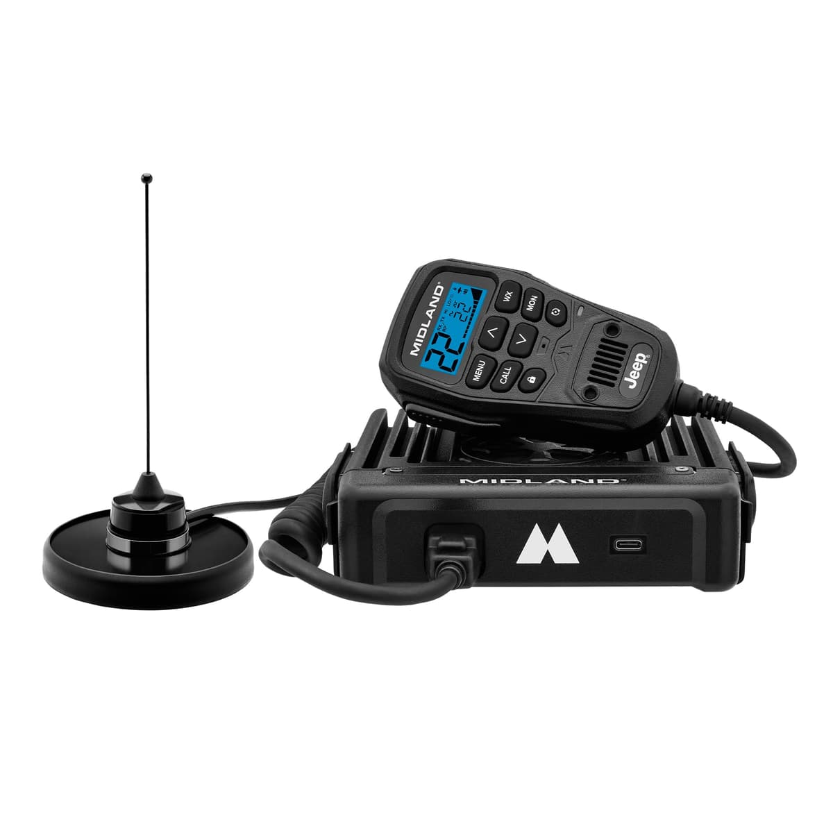 Midland MXT575J Jeep MicroMobile GMRS Radio de Dos Vías con Escaneo y Alerta Meteorológica NOAA - para Granjas, Ranchos, Overlanding - Capaz de Repetidor, Micrófono de Control Integrado, Montaje Magnético Externo