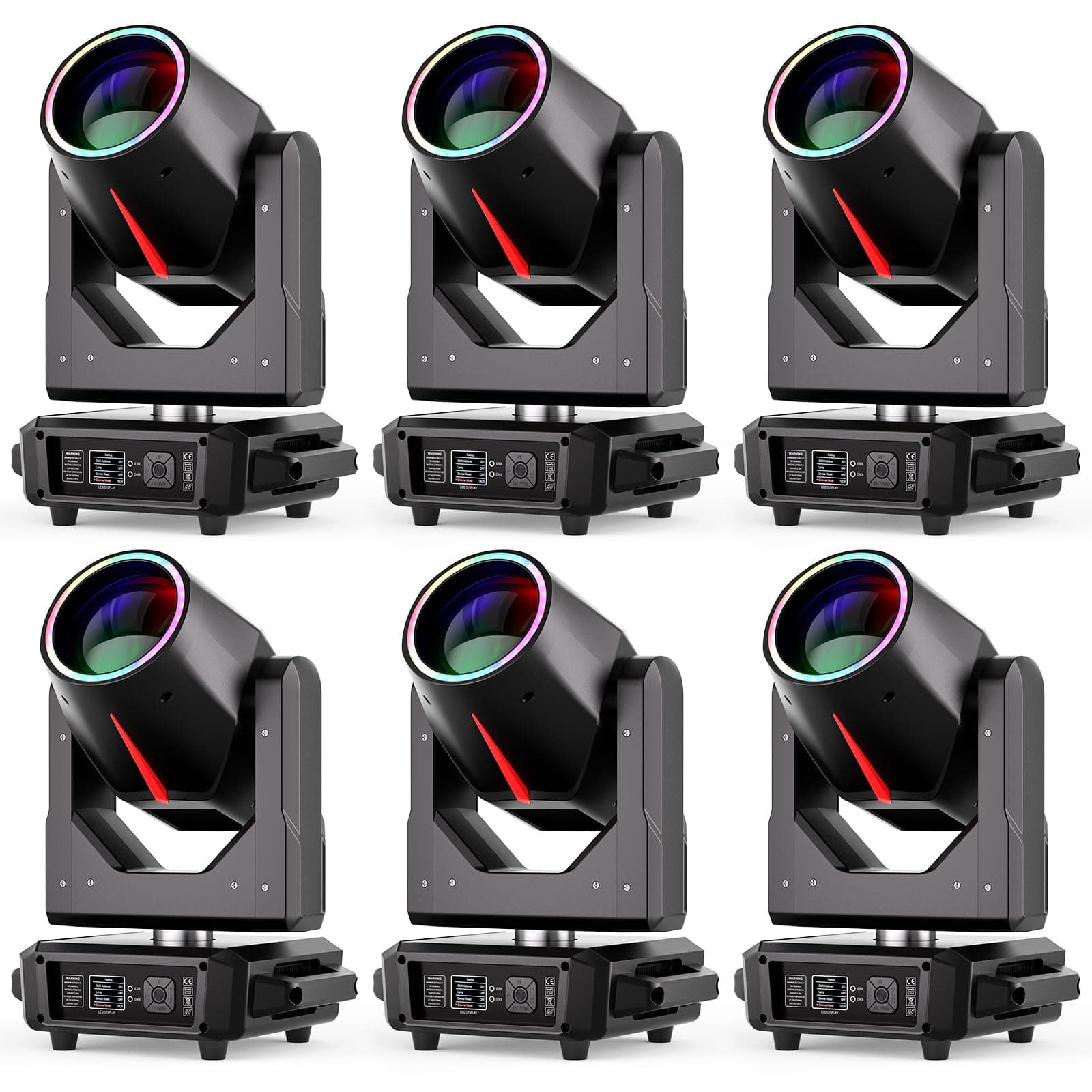 GdjRttk 6PCS 295W Moving Head Light - Beam Spot con Prismas, Gobos y DMX, Efectos Rainbow/Frost 02823X6
