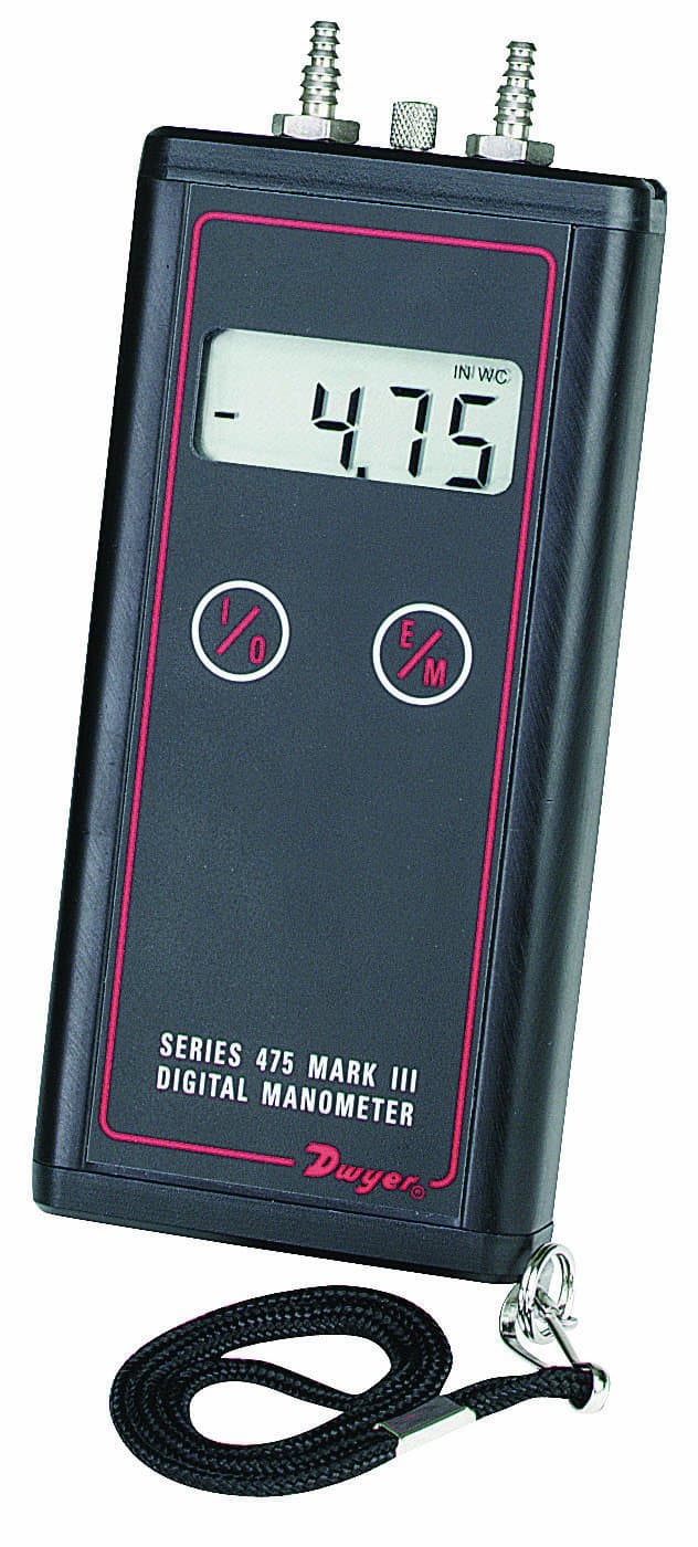 Manómetro Dwyer Series 475 Mark III, 0-4.000"WC, 5 psig máximo 475-00-FM