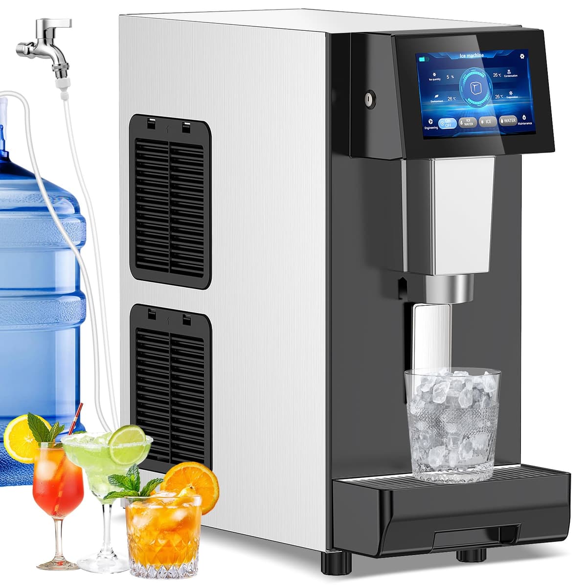Velieta Fábrica de Hielo Nugget de mesa 60 lbs/día con depósito 5 lbs y dispenser de agua VTXR-3