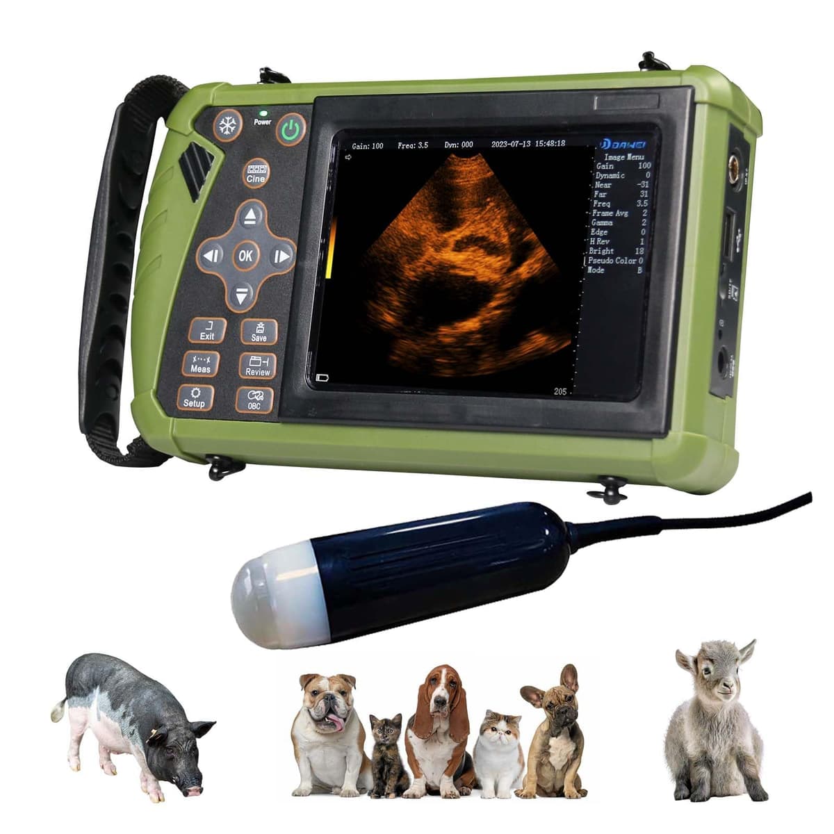 DAWEIanimed S0 Ultrasound Veterinario Portátil para Embarazo con Sonda Convexa 3.5MHz DAWEIS0