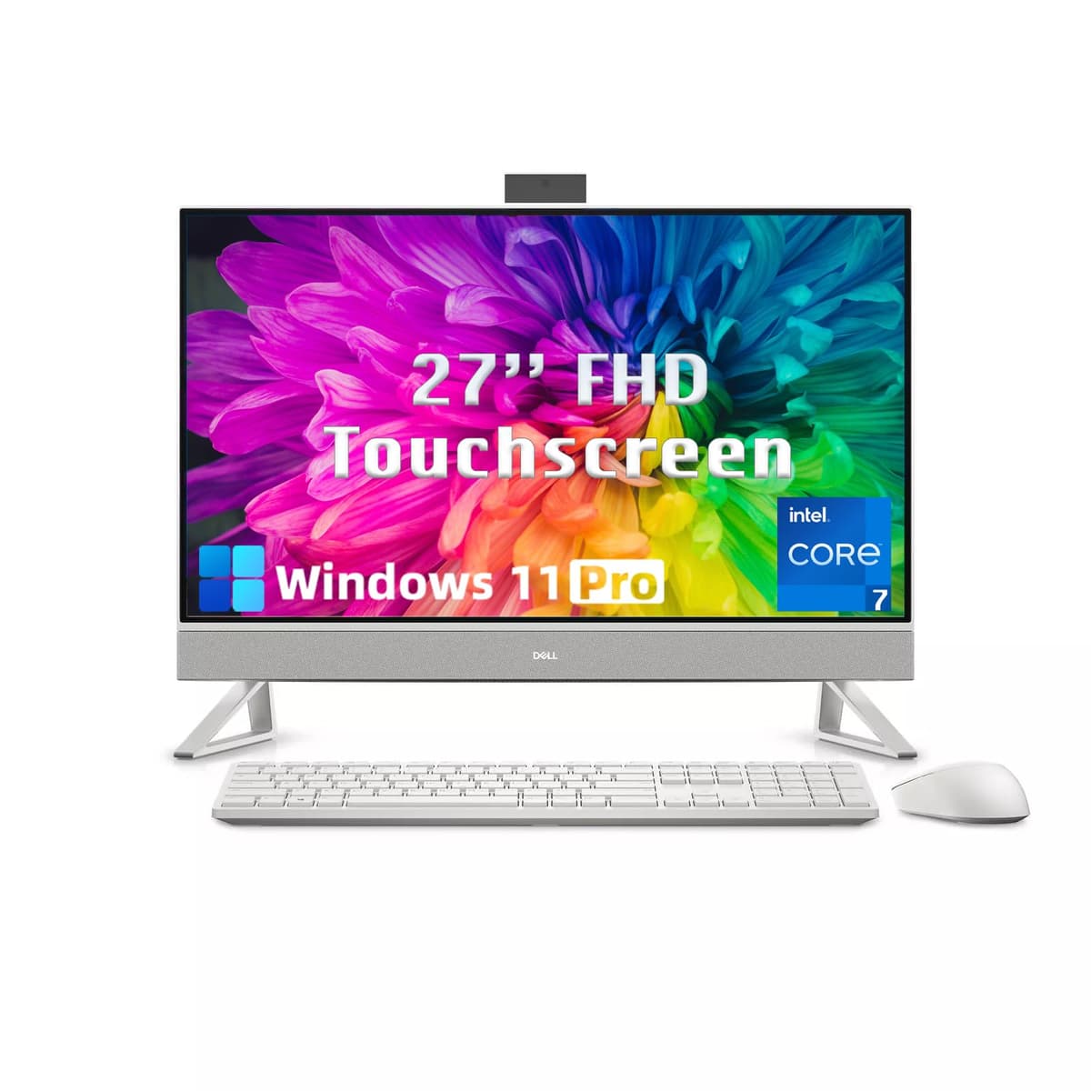Dell All-in-One de 27", 27" FHD IPS táctil, Core 7 150U (hasta 5.5 GHz), teclado y mouse inalámbricos, NVIDIA GeForce MX570A GDDR6, Wi-Fi 6E, Windows 11 Pro (32GB RAM, 1TB SSD) Dell Inspiron All-In-One Desktop