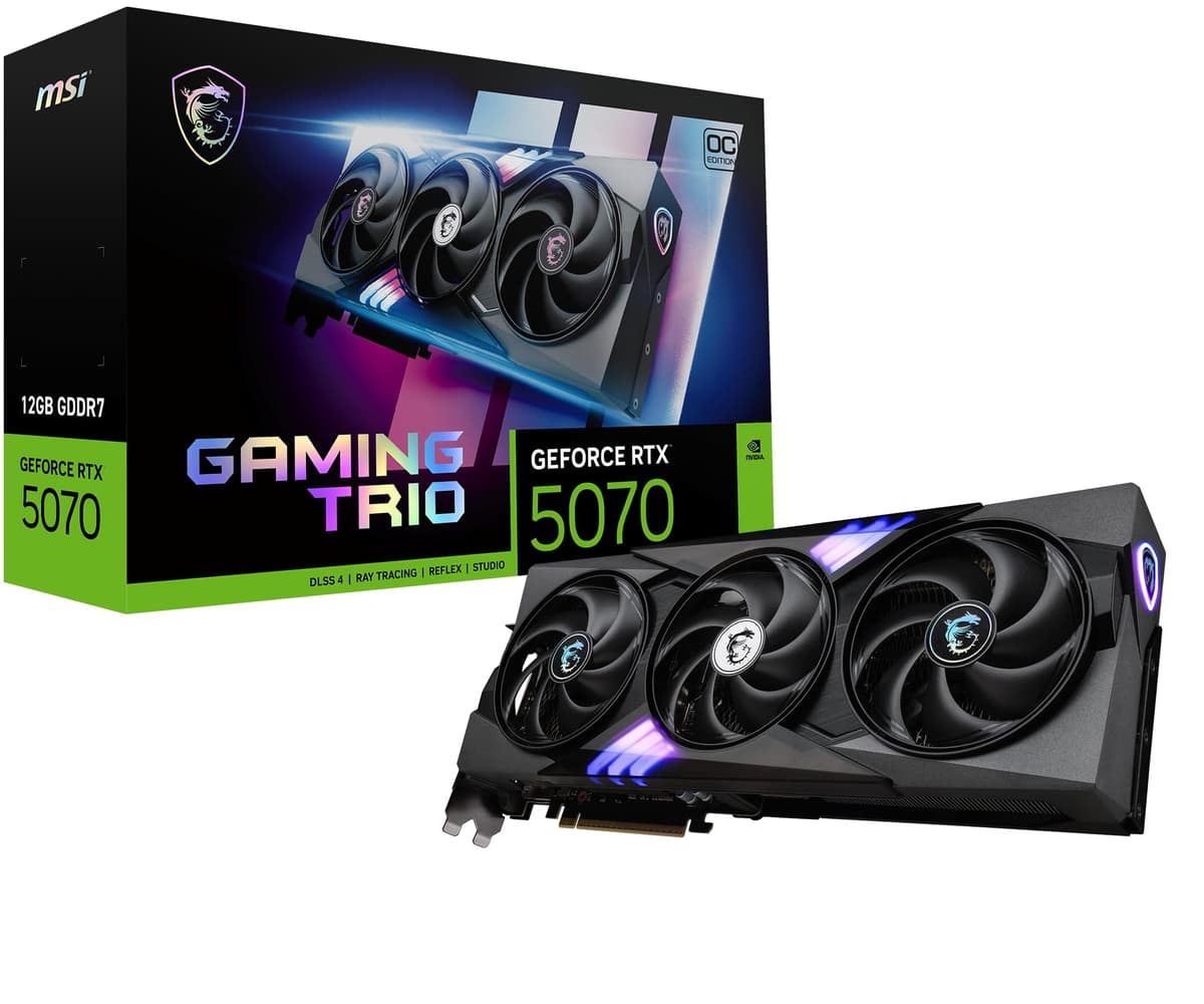 msi RTX 5070 12G Gaming Trio OC Tarjeta de Video (12GB GDDR7,192 bits, Rendimiento Extremo: 2625 MHz, DisplayPort x3 2.1a, HDMI 2.1b, Arquitectura NVIDIA Blackwell)