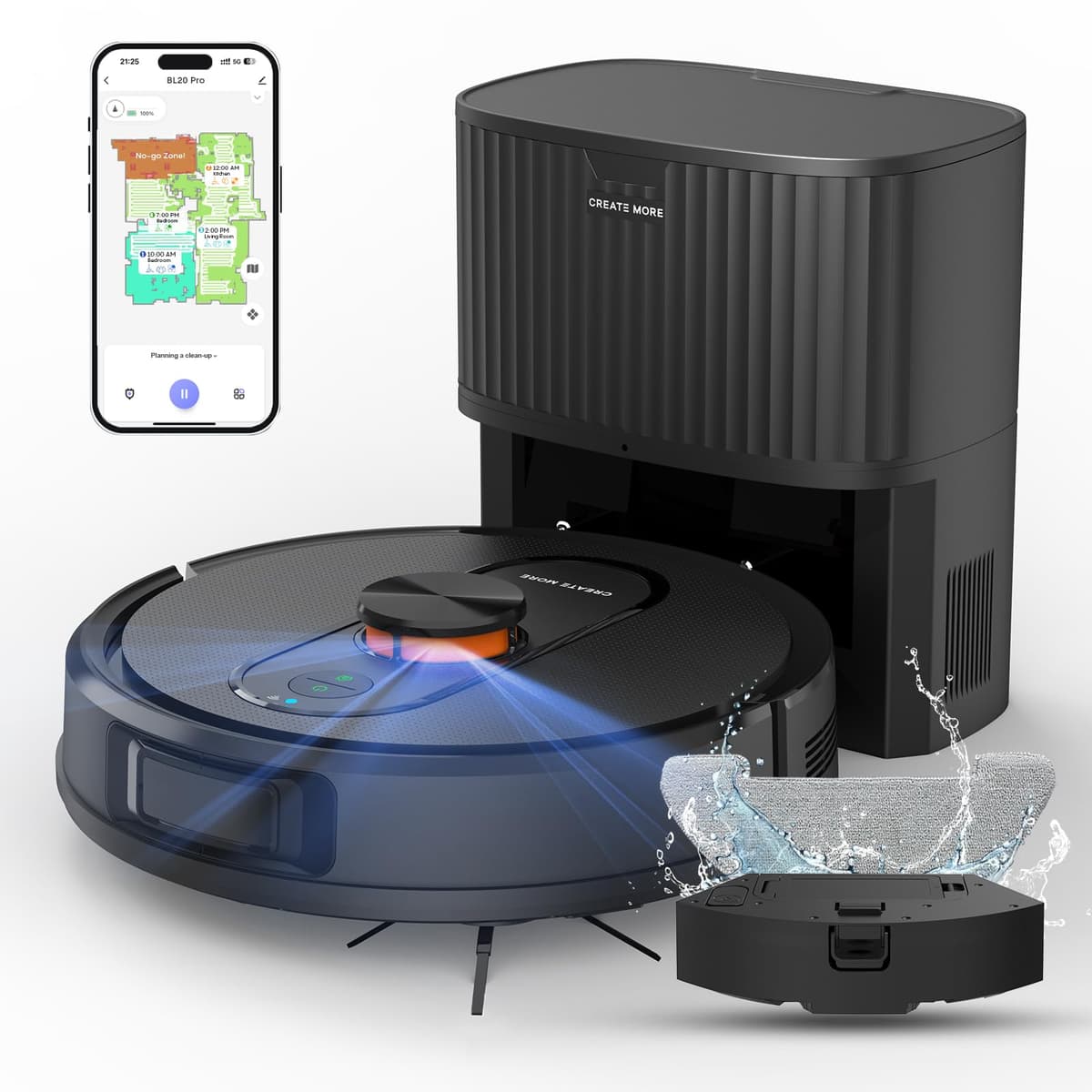 eitton BL20-Pro Robot aspiradora y trapeador 3-en-1 con autovaciado y LiDAR, 60 días sin manos BL20-Pro--2