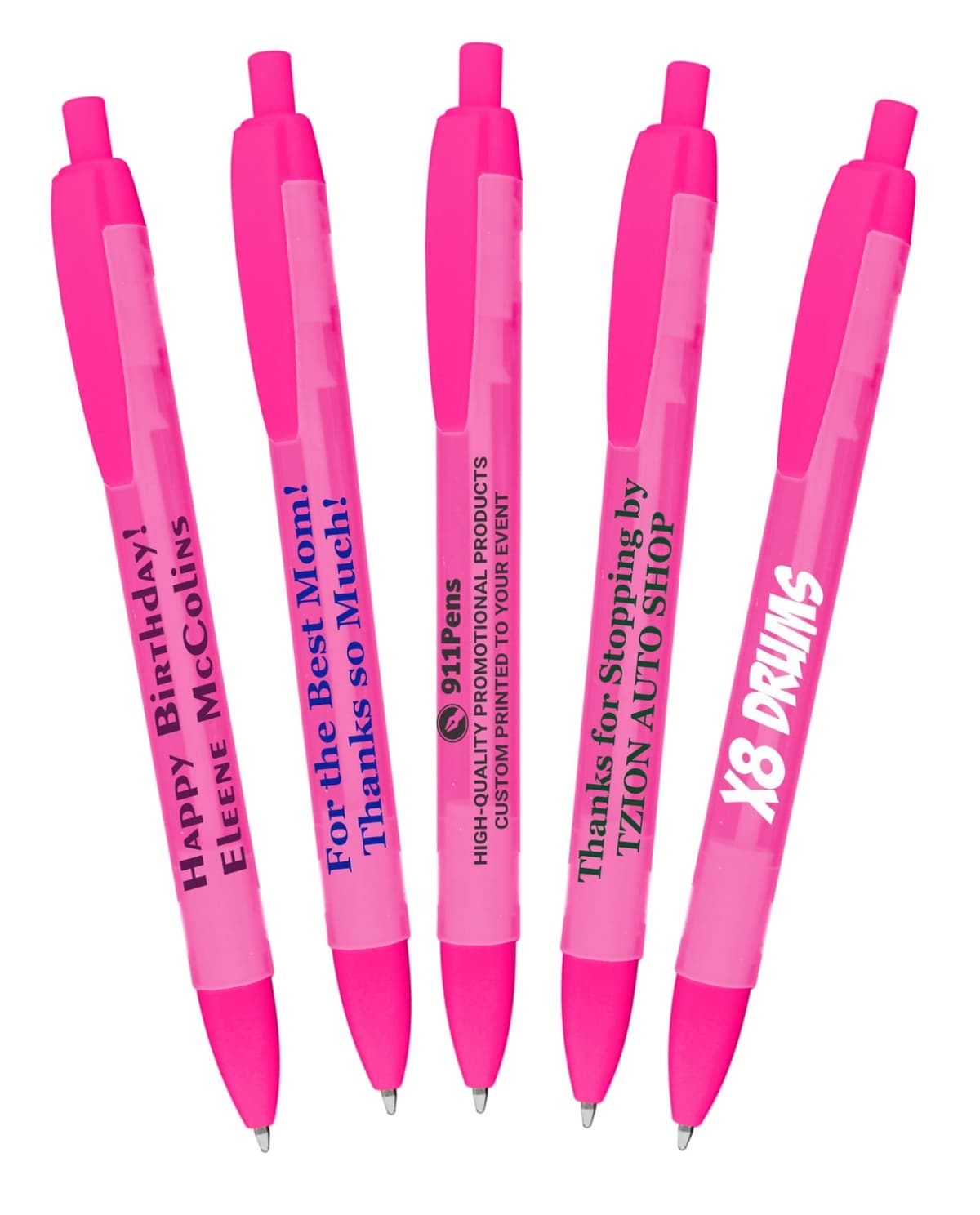 911 Pens Bolígrafos rosa personalizados USA para concientización sobre cáncer de mama (Pack de 1000) 125CST-1000-Pink