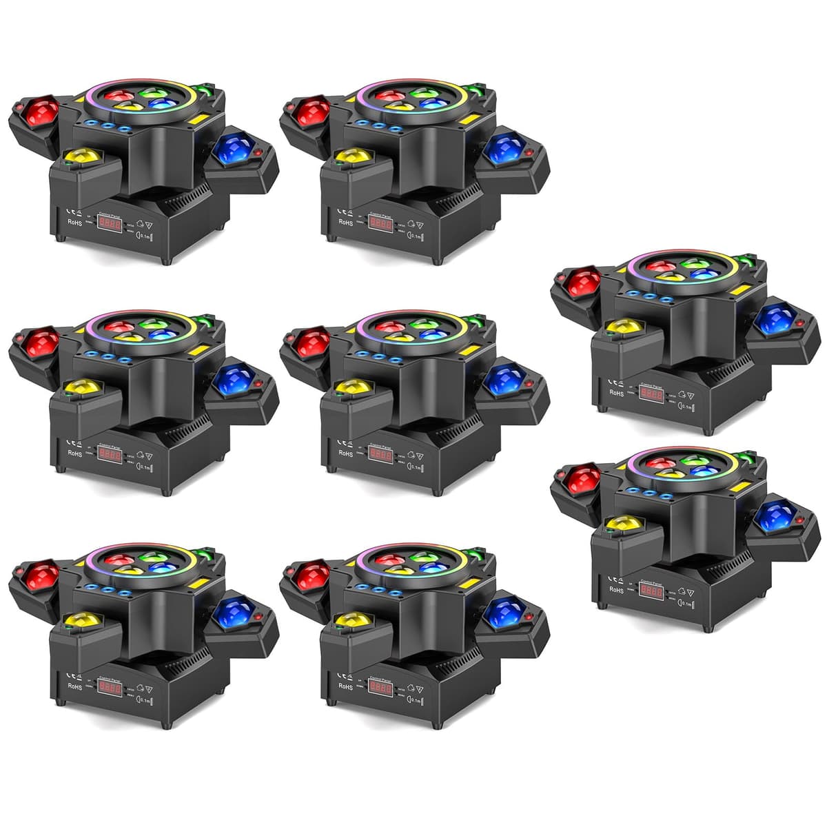 GdjRttk 8PCS 120W Stage Moving Head Light RGBW Beam/Wash con Efectos Estroboscópicos y Halo 02625X8