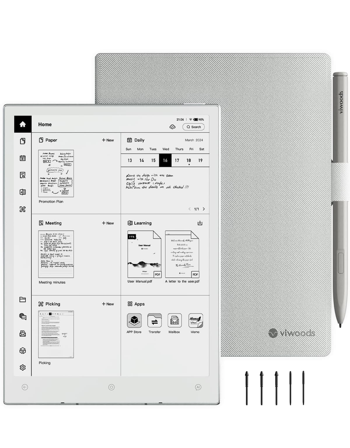 Paquete mejorado VIWOODS con AiPaper Mini, tableta E Ink AI de 8.2’’ con luz ajustable, cuaderno electrónico 292 PPI con lápiz, portátil de 230 g, dispositivo para tomar notas con 128 GB de almacenamiento 81bf3036-7306-4176-9a17-26e646cf851b