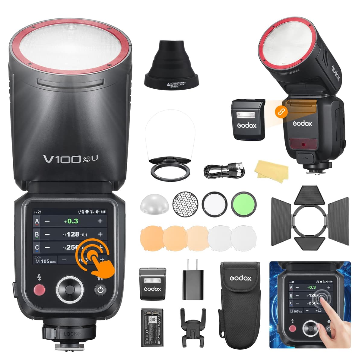 Godox V100-C Flash para Canon con Pantalla Táctil y SU-1