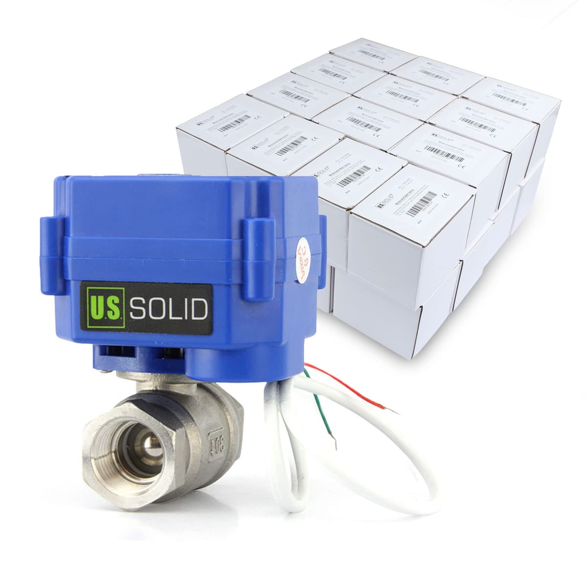 U.S. Solid Válvula Motorizada de Bola 1/2" Acero Inoxidable Full Port 9-24V AC/DC 2-Wire (25 Pack) USS-MSV00101