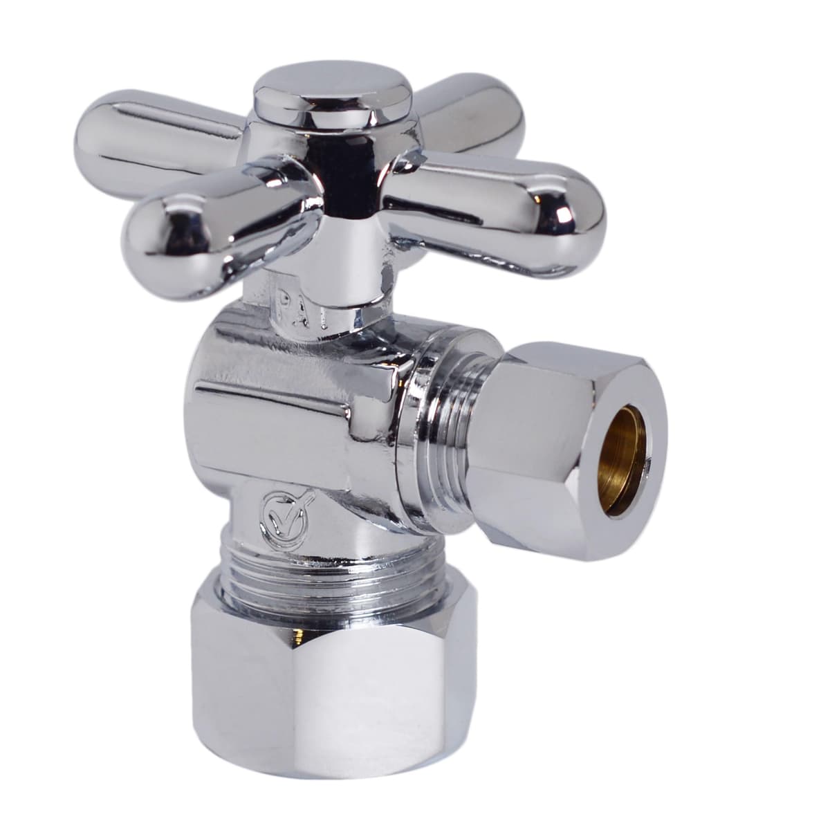 Westbrass D105BX-100-26 Válvula de cierre ángulo con manija cruzada de 1/4 de vuelta, 5/8" OD x 3/8" OD, Cromo pulido (paquete de 100)