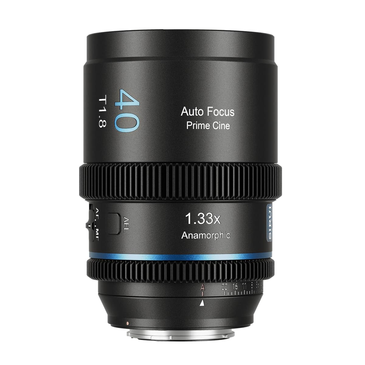 SIRUI 40mm T1.8 1.33X Anamorphic S35 Autofocus para Montura E (Blue Flare) 40AF