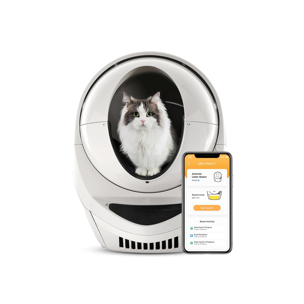 Litter-Robot 3 Connect de Whisker, Beige - Caja de Arena Automática y Autolimpiante para Gatos, Control por App LR3CBaseUnit