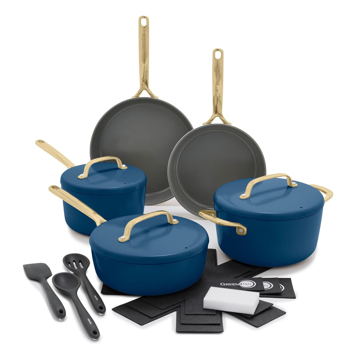 GreenPan GP5 - Set de cocina 14 piezas, cerámica Infinite8, Champagne CC008403-001