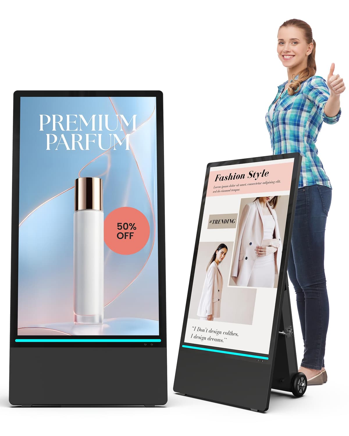 HARZHI 43" Outdoor Digital Signage Display 1800 nits, IP55, Android y portátil MWE-CS43BCN208