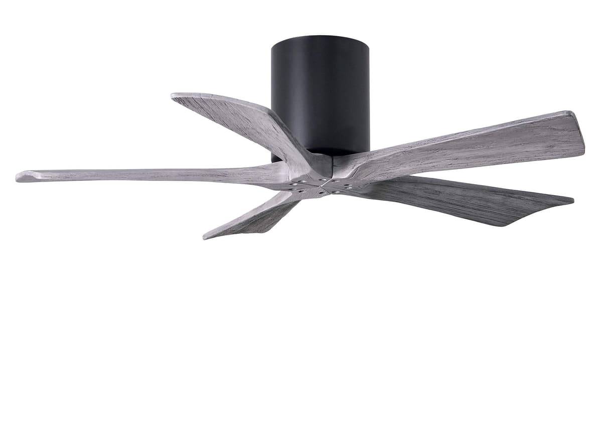 Matthews IR5H-BK-BW-42 Irene 42" Flush Mount, motor DC silencioso, control remoto y pared, 5 aspas madera barnizada, Negro mate