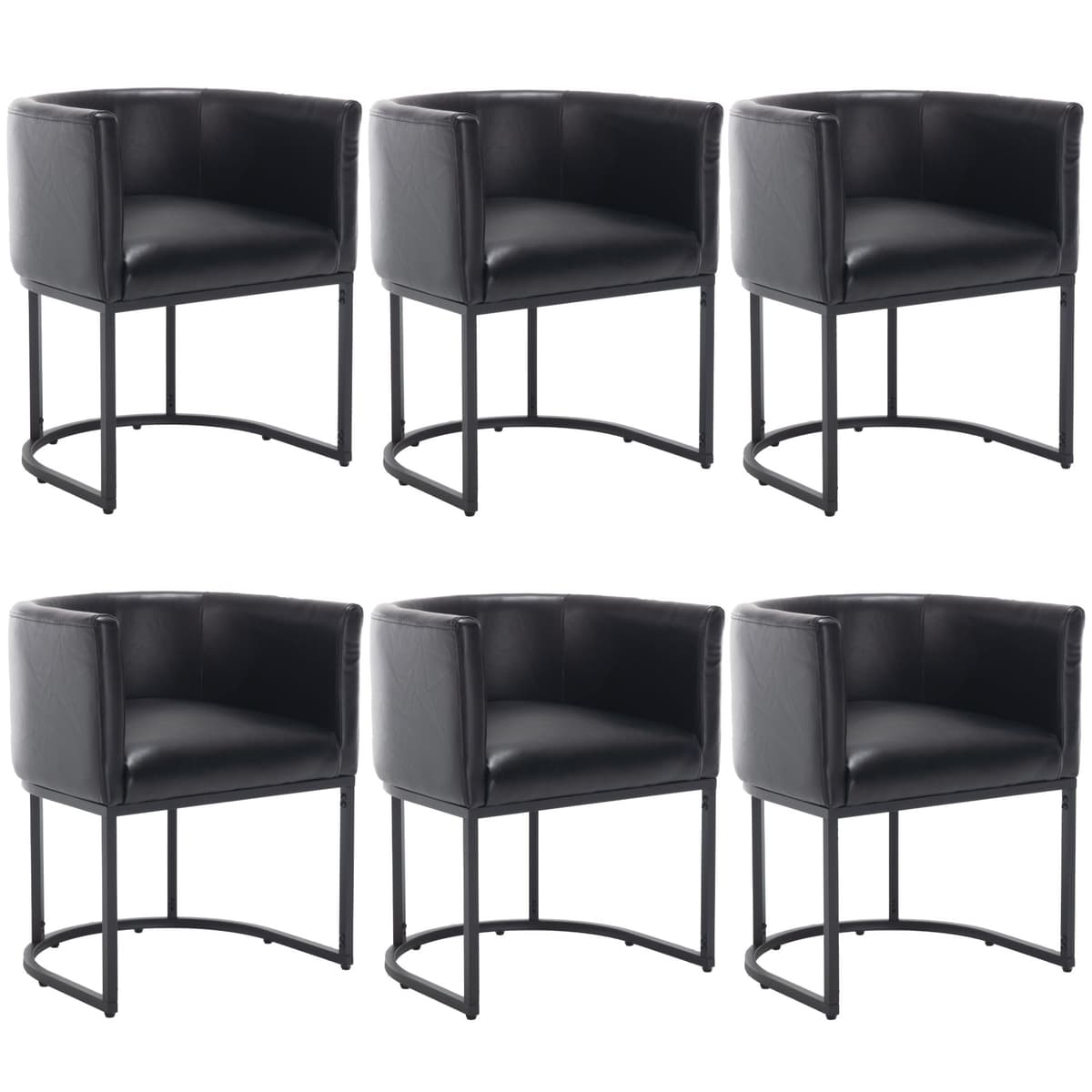 BESTANO Sillas de Comedor Tapizadas Set de 6 Brazo Barrel Metal Negro, Negro 915e2ac5-fec7-4c81-ab9d-33cf9cf8c650