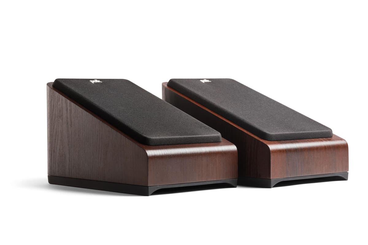 Módulo de Altura Polk Signature Elite ES90 (Par) para Sonido Inmersivo Aéreo, Tweeter de Cúpula de Terylene, Woofer Midrange de Polipropileno Fortificado con Mica, Dolby Atmos, DTS:X e IMAX Enhanced, Nogal