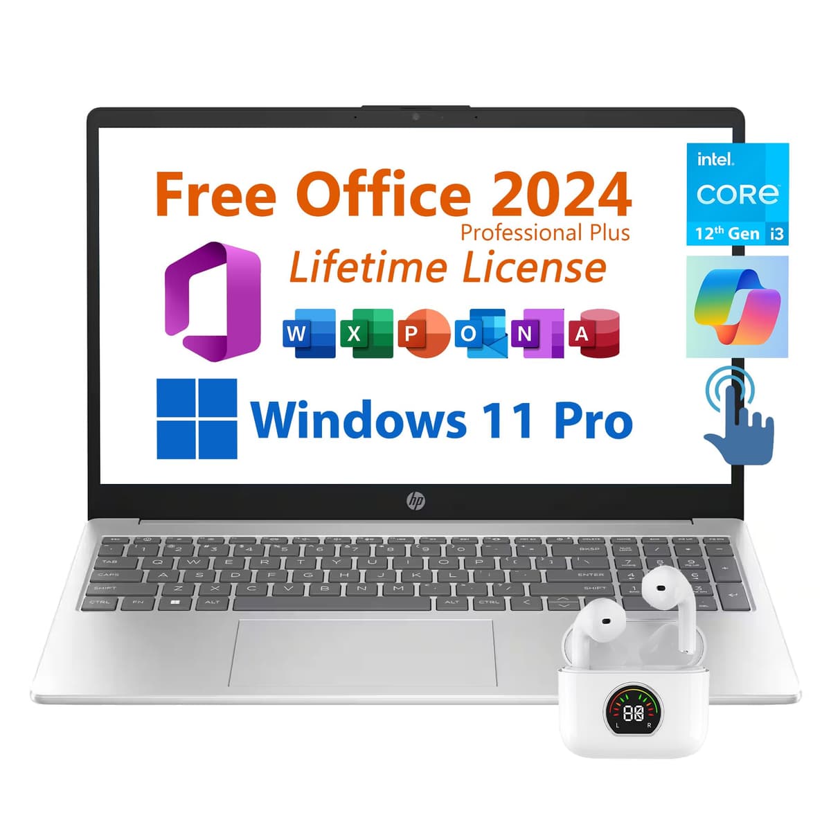 HP Laptop empresarial de 15.6" con pantalla táctil HD, Intel i3-1215U de 6 núcleos 4.4 GHz, 16 GB RAM, SSD de 1 TB, larga duración de batería, Windows 11 Pro (reacondicionado) 15-DY5033DX-cr
