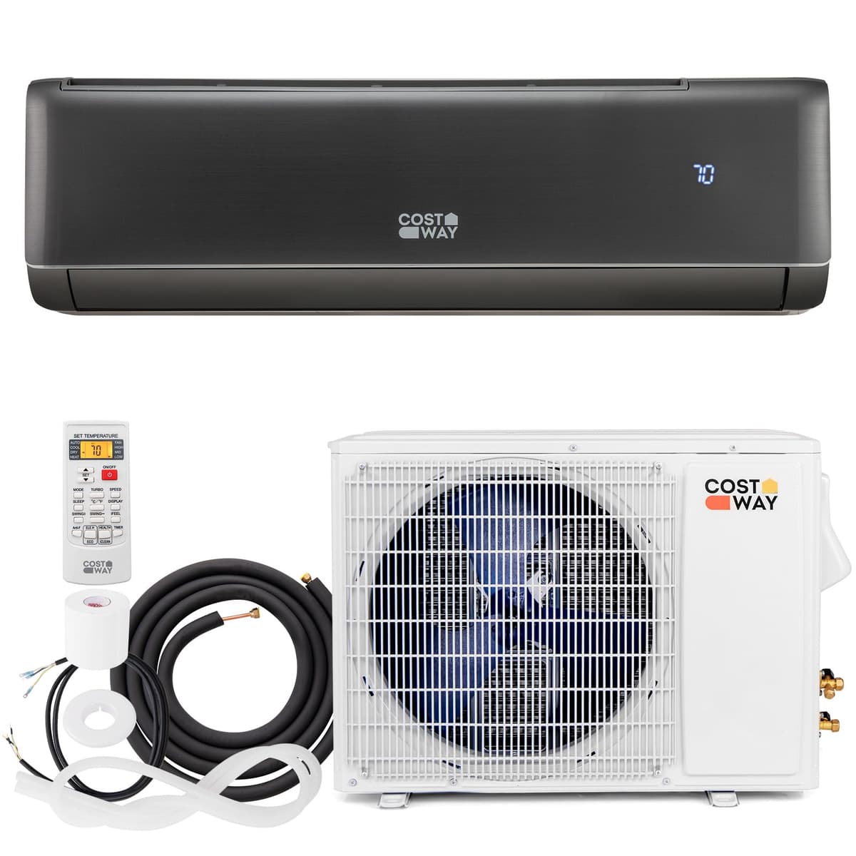 Aire acondicionado mini split COSTWAY 12000 BTU Inverter 21 SEER2 con bomba de calor (208-230V) 10028a-CYFP