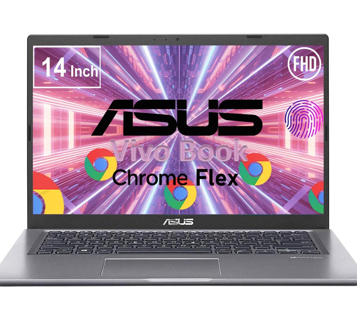 ASUS Vivobook Chromebook de 14 pulgadas, lector de huellas, Intel Core 11.ª generación, Turbo Boost 4.1 GHz, 8 GB RAM, SSD de 128 GB, ChromeOS Flex, diseñado exclusivamente para escuela y trabajo, aplicaciones de juego no permitidas AS31I3_cb
