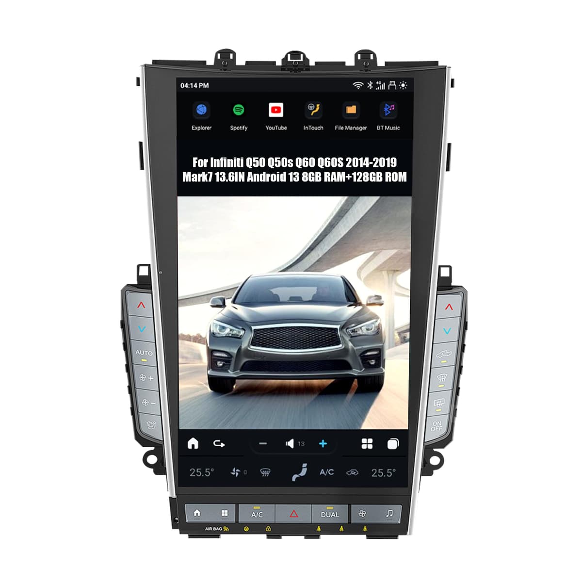 AUCARAUTO Autoradio Android 13 13.6" para Infiniti Q50/Q60 2014-2019 MK7, 8GB RAM 128GB ROM, CarPlay/Android Auto