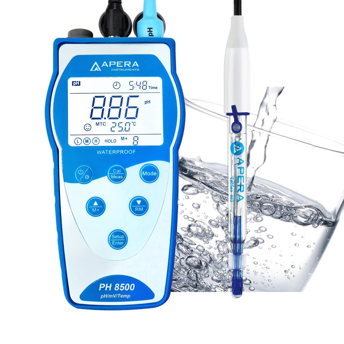 Apera PH8500-PW Medidor de pH Portátil para Agua Pura con Electrodo LabSen 803 AI5556