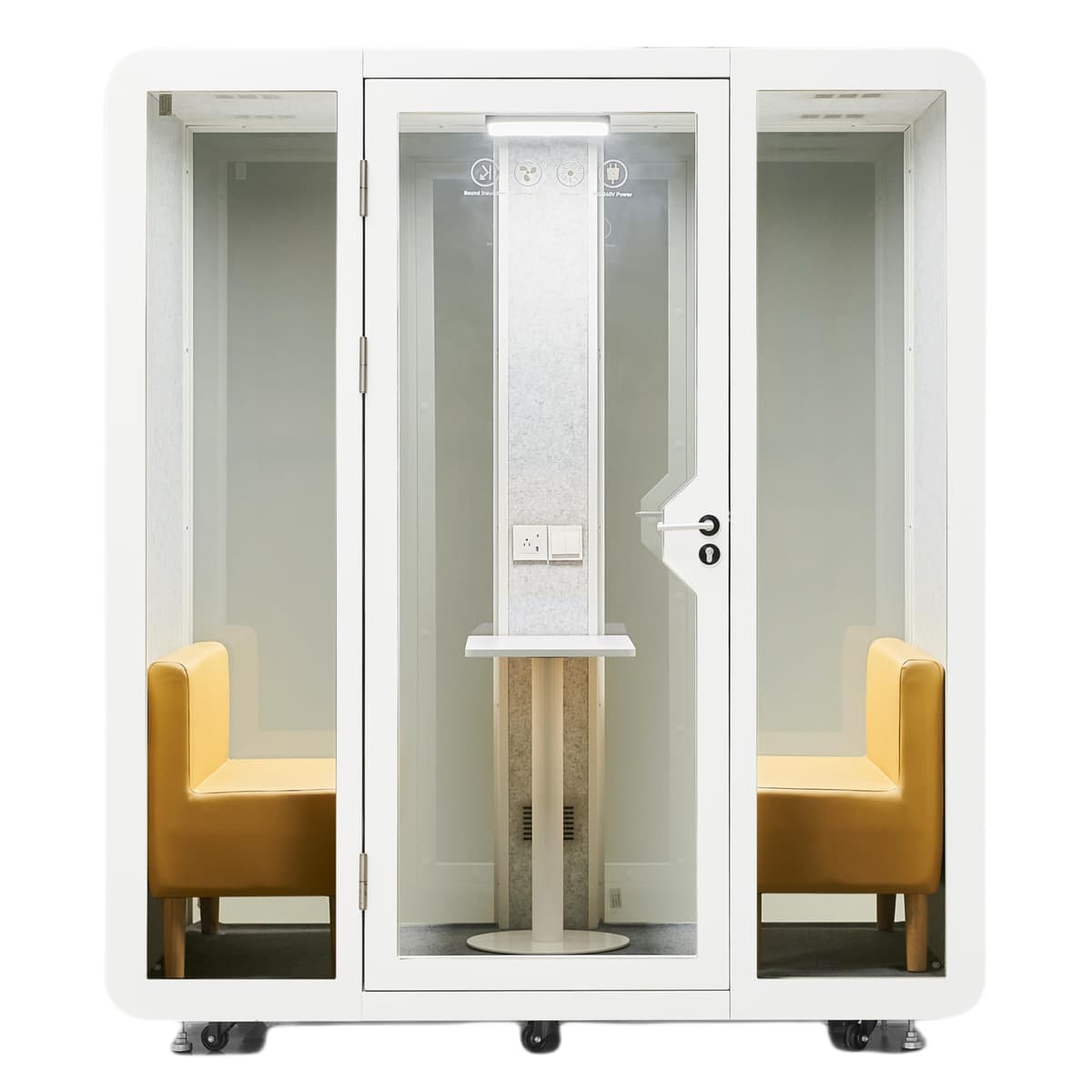 NOVOXPOD Office Pod Booth Acústico Móvil para 2 Personas con Ruedas, LED y Ventilación SR10003-2POD-WHT-B
