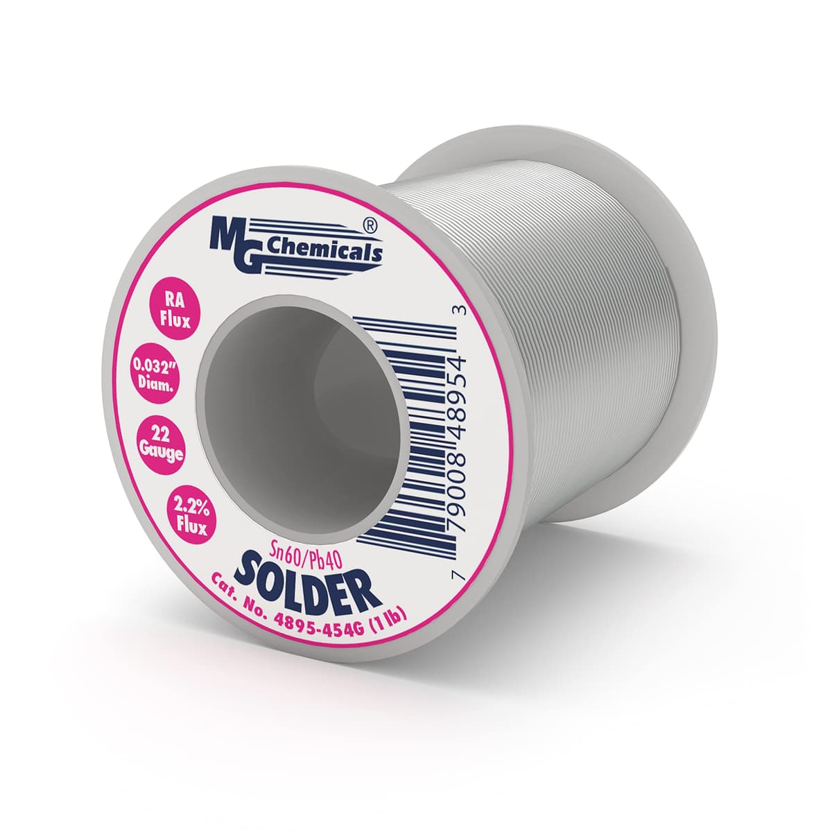MG Chemicals 4895 Soldadura 60/40 Núcleo de Flux Rosin, 0.032" Diámetro, Bobina 1 lb (Pack de 25) 4895-454G