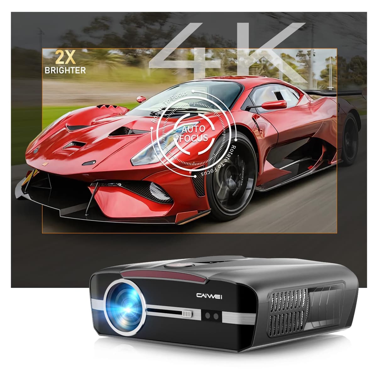 CWEUG Proyector Diurno 4K Ultra HD 2300 ANSI HDR10+ ToF Autofocus Proyector para Cine en Casa para Visualización diurna Proyector Inteligente con WiFi 6 Bluetooth para Presentaciones Películas y Juegos