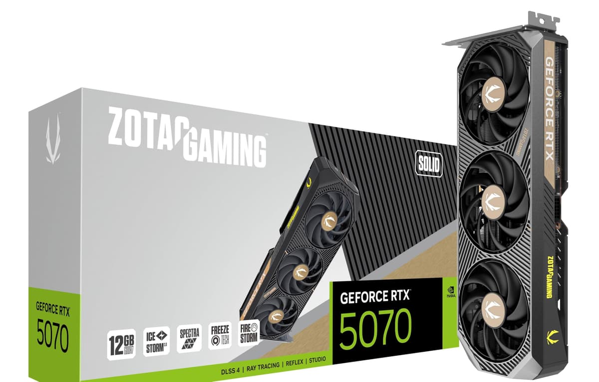 ZOTAC Gaming GeForce RTX 5070 Tarjeta Gráfica Sólida - Negra | 12 GB | DLSS 4 | GDDR7 | 192 bits | Refrigeración Avanzada IceStorm 2.0 | Triple Ventilador | Luces RGB Spectra | ZT-B50700D-10P
