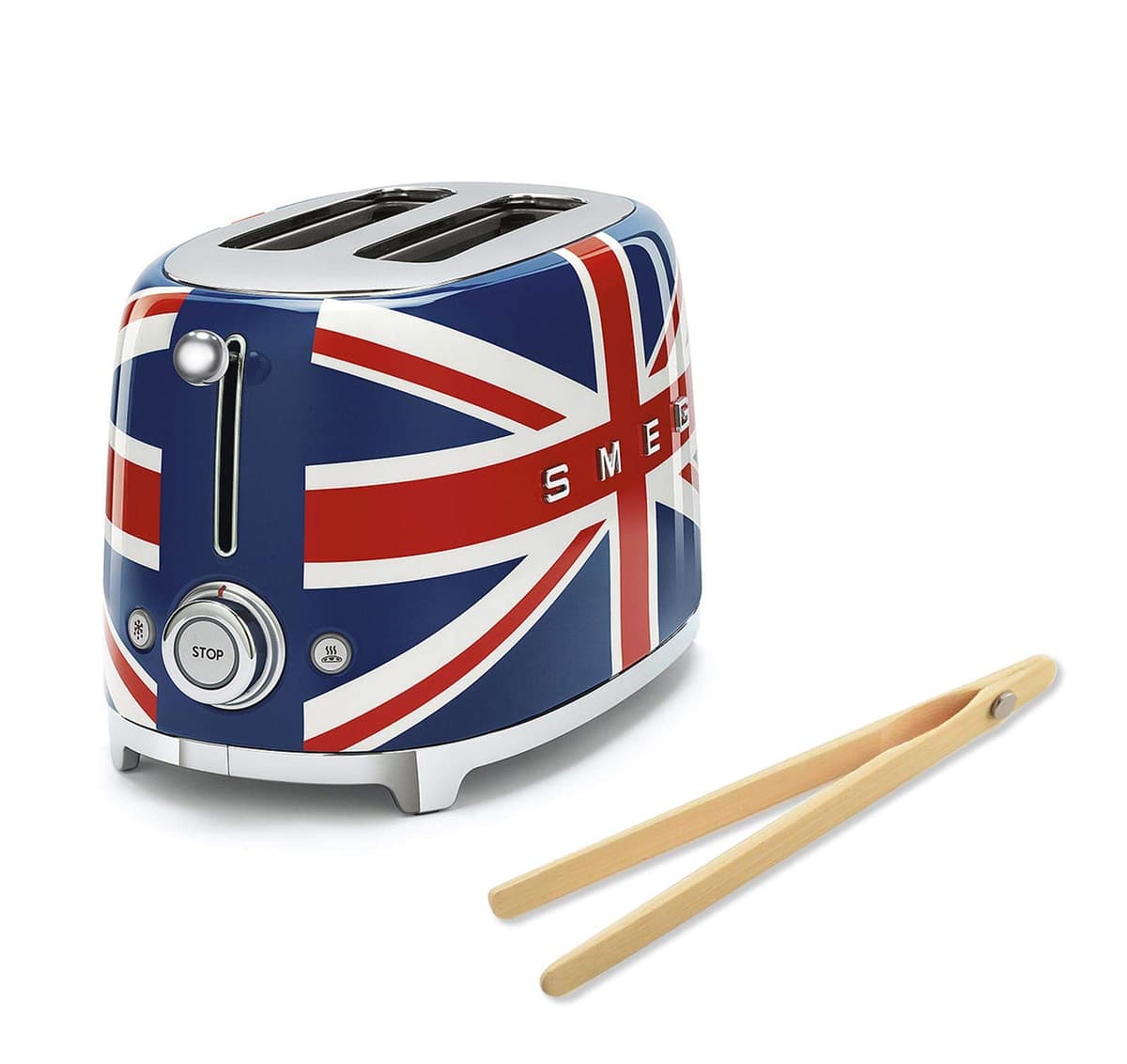 Smeg TSF01UJUS 50's Retro Style Toaster Bundle con Pinzas de Bambú - Union Jack, 2 Rebanadas TSF01UJUS-1982