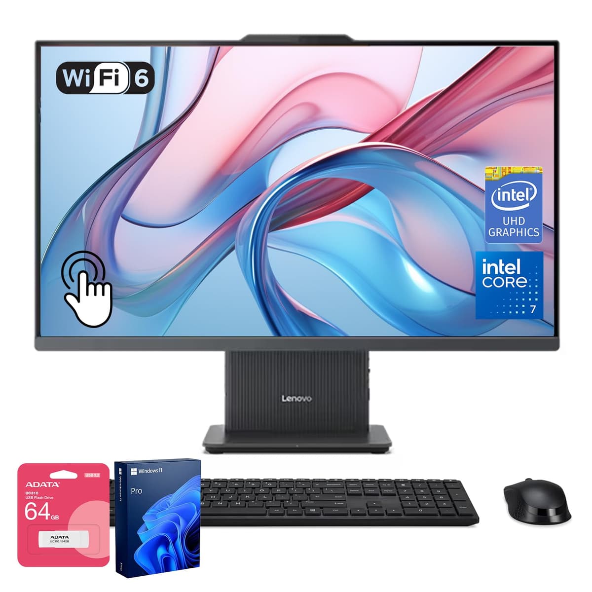Lenovo IdeaCentre Copilot 27" QHD Touchscreen 100Hz, Intel i7-13620H, 32GB DDR5, 2TB SSD, Win11 Pro, Bundle ADATA 64GB 27IRH9