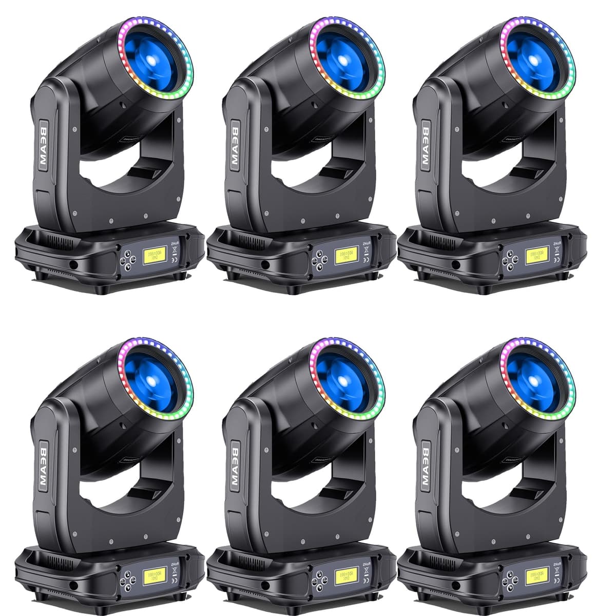 Xelletye Pack 6 Moving Head 180W con 15 Gobos y 13 Colores, DMX512 16 Canales, Sound-Activated ZQ02241US