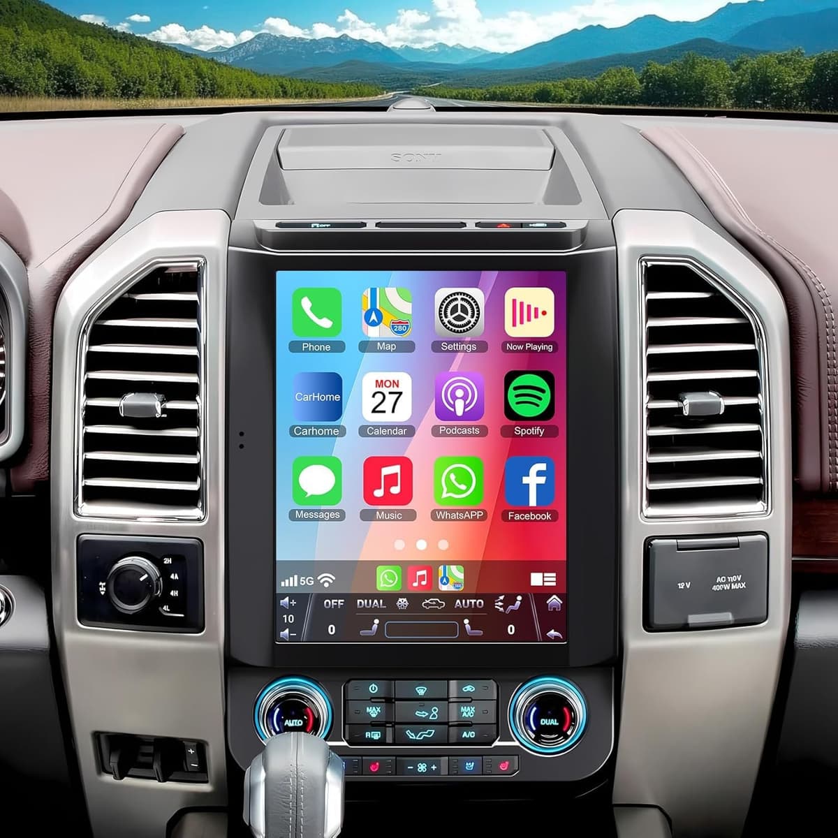 electrosmart Para Ford F150 2015-2020 Estéreo Android 14 de 8 núcleos, Pantalla táctil IPS de 12.1", Radio para auto con CarPlay inalámbrico/Android Auto, GPS, WiFi, Bluetooth, FM, DVR