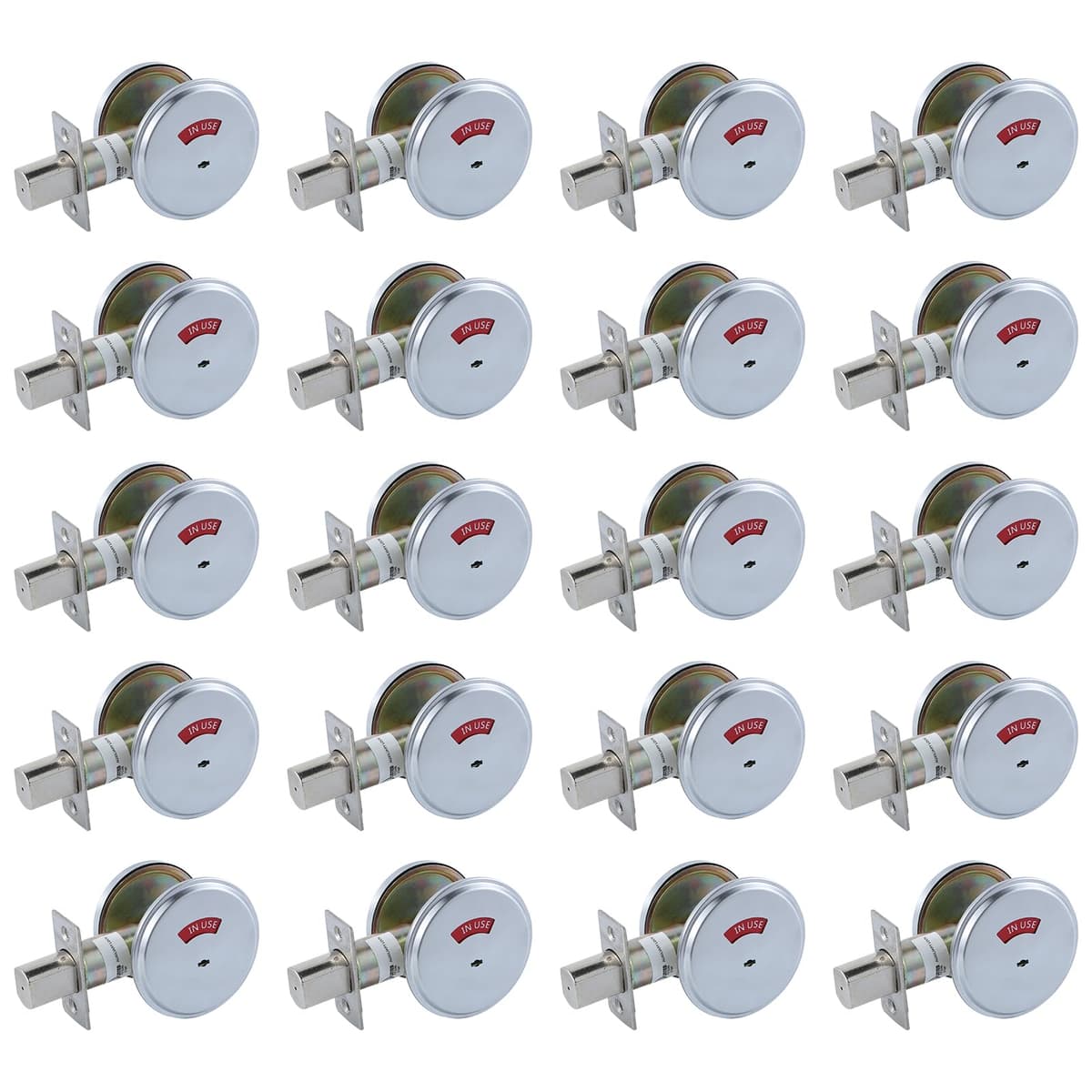 NEWBANG HARDWARE Cerrojo de Pestillo de Privacidad de Alta Resistencia con Indicador de Ocupación para Uso Comercial en Acabado Cromo Satinado, Reversible para Puertas de Mano Izquierda y Derecha, GRD2-Deadbolt-20P