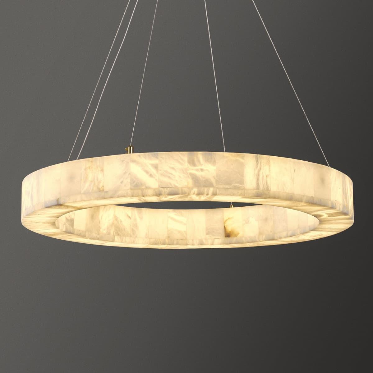 OSRoyce Alabaster Chandelier redondo 30in, alabastro natural, blanco, moderno Chandeliers-770