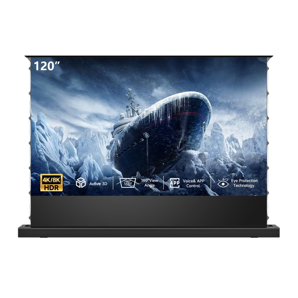 IN&VI Pantalla Motorizada ALR Floor Rising 120" (16:9) con Control por Voz y App, Compatible 4K/8K Long/Standard throw 120 Inch/16:9