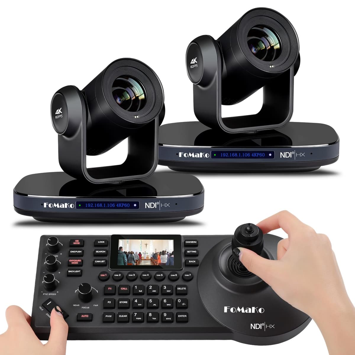 FoMaKo K820N Bundle Cámara PTZ 4K 60fps 20x NDI + Controlador KC608 K820N (Camera) | KC608 (Controller)